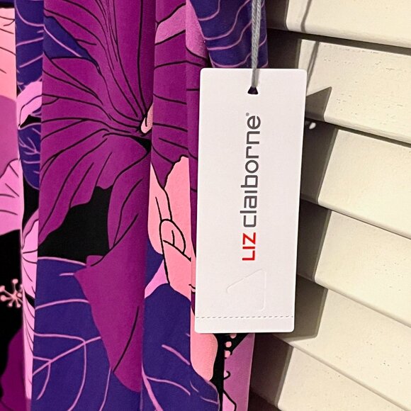 Liz Claiborne Purple Flower Flowing Tunic / Top * Size 1X * New with Tag - Picture 5 of 5